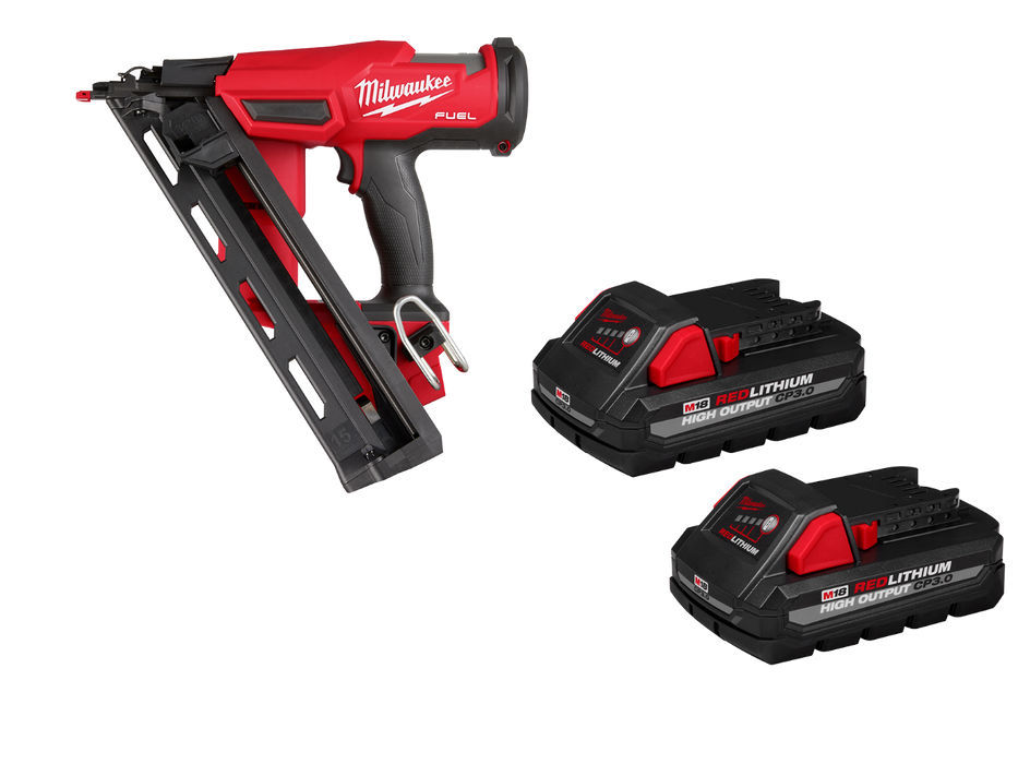 Milwaukee 2839-20x3 M18 FUEL 18V 15 Gauge Finish Nailer w/ 2 - 3AH Batteries