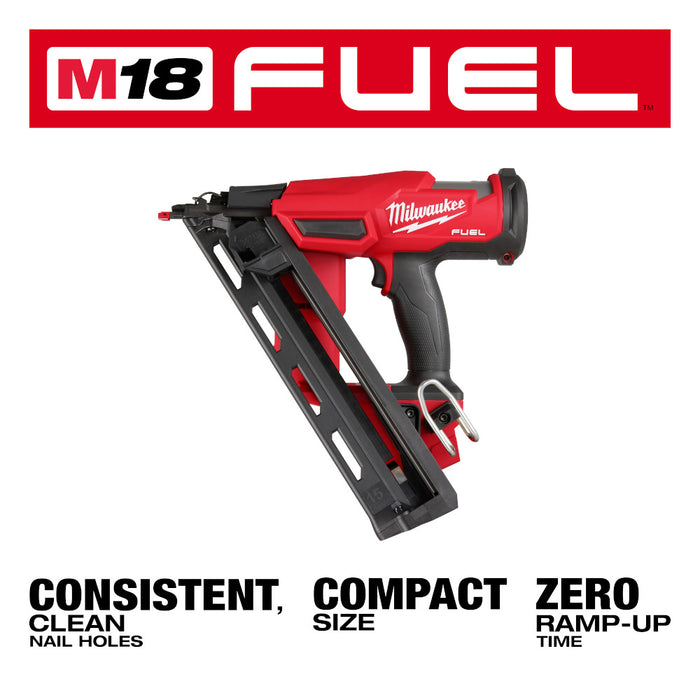 Milwaukee 2839-20x3 M18 FUEL 18V 15 Gauge Finish Nailer w/ 2 - 3AH Batteries