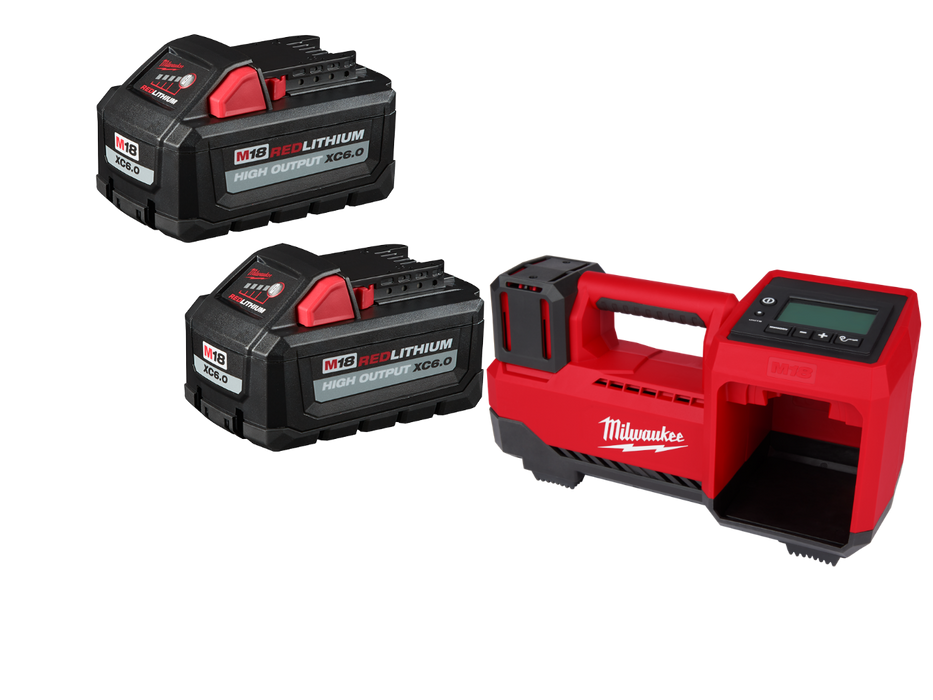 Milwaukee M18 Tire Inflator w/ REDLITHIUM HIGH OUTPUT XC6.0 Battery - 2 PK