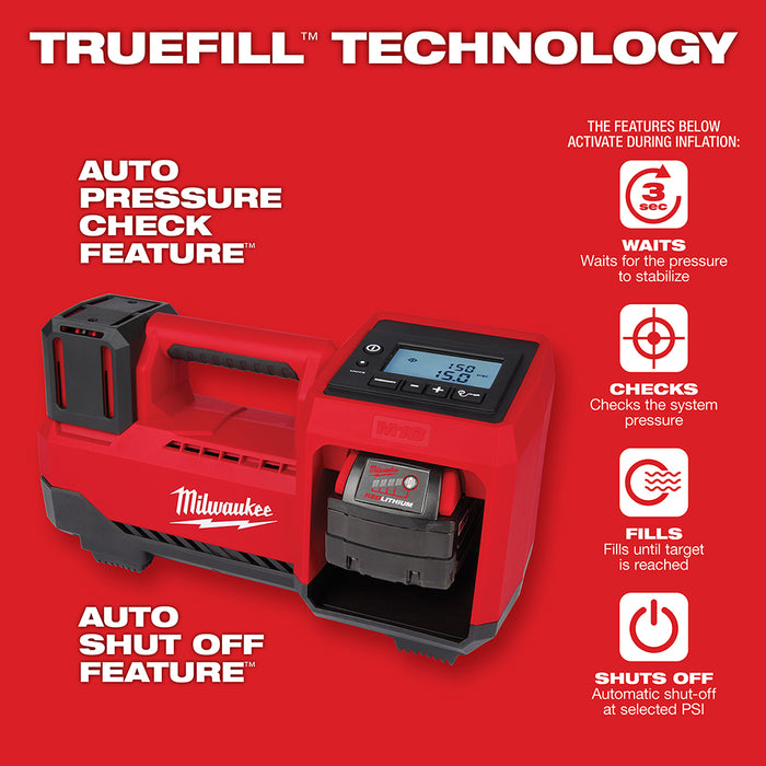Milwaukee 2848-80 M18 18V Cordless Tire Inflator - Bare Tool - Recon