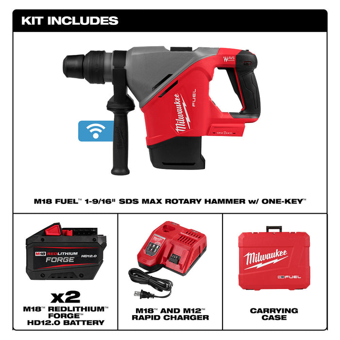 Milwaukee 2917-22HD M18 FUEL 1-9/16" SDS Max Rotary Hammer Kit w/ ONE KEY