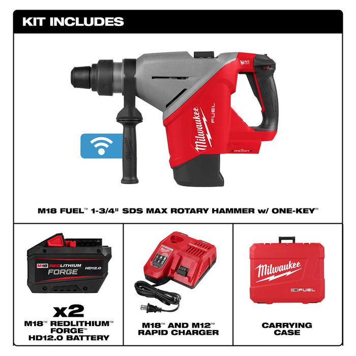 Milwaukee 2918-22HD M18 FUEL 1-3/4" SDS MAX Rotary Hammer Kit w/ ONE-KEY