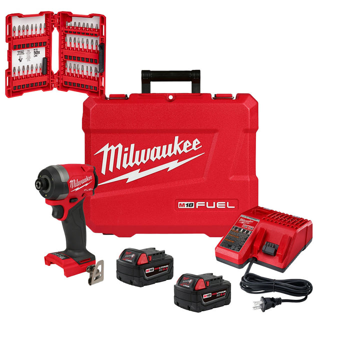 Milwaukee 2953-22TO M18 FUEL 18V Impact Drill Driver Kit w/ 40 PC Shockwave Bits