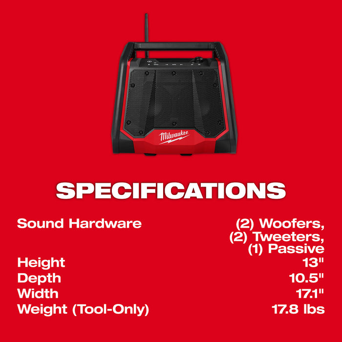 Milwaukee 2956-20 M18 18V Bluetooth Jobsite Radio/Charger - Bare Tool