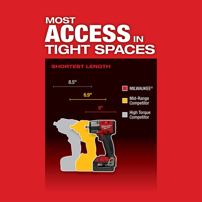 Milwaukee 2962-20BT6 M18 Mid Torque Impact w/ HIGH OUTPUT XC6.0 Battery - 2 PK
