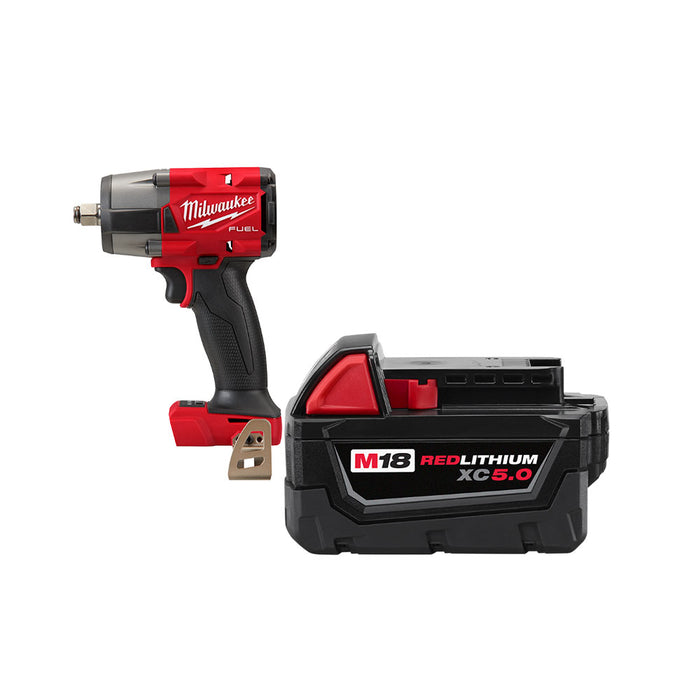 Milwaukee 2962-20X5 M18 FUEL 18V 1/2" Mid-Torque Impact Wrench w/ 5Ah Battery