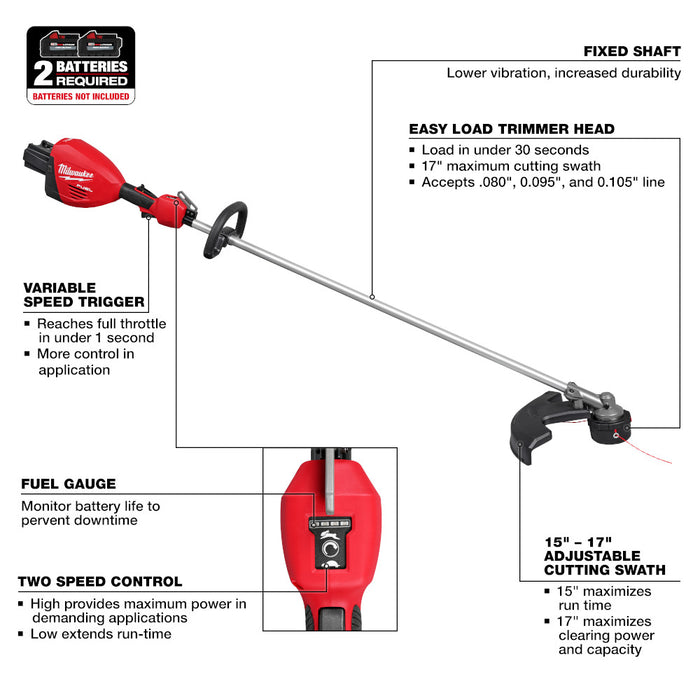 Milwaukee 3006-20 M18 FUEL 18V 17" Dual Battery String Trimmer - Bare Tool