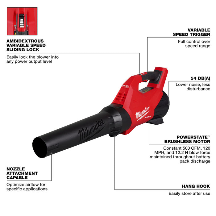 Milwaukee M18 Blower w/ REDLITHIUM HIGH OUTPUT XC6.0 Battery - 2 PK