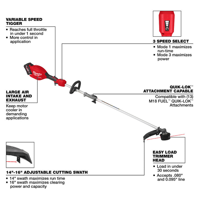 Milwaukee 3031-21E M18 FUEL 18V Timmer/Blower Combo Kit w/ Edger Attachment