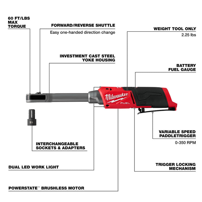 Milwaukee 3050-20X5 M12 FUEL INSIDER 12V Cordless Box Ratchet w/ 5AH Battery