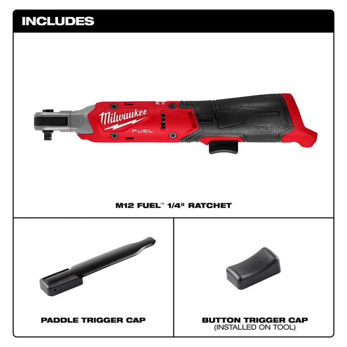 Milwaukee 3052-20 M12 FUEL 12V 1/4" Cordless Li-Ion Ratchet - Bare Tool