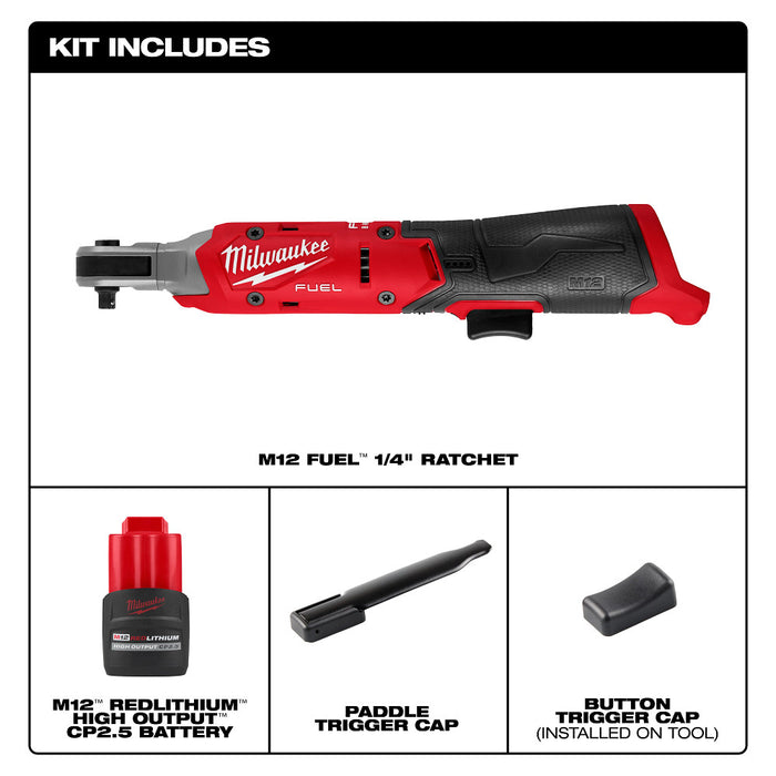 Milwaukee 3052-21 M12 FUEL 12V 1/4" Cordless Li-Ion Ratchet Kit