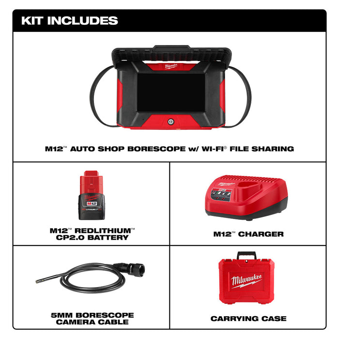 Milwaukee 3151-21 M12 12V Auto Shop Borescope w/ Wi-Fi File Sharing Technology