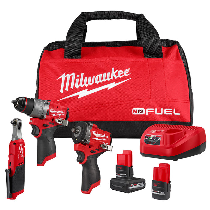 Milwaukee 3424-23 M12 FUEL 12V Lithium-Ion Cordless 3-Tool Combo Kit