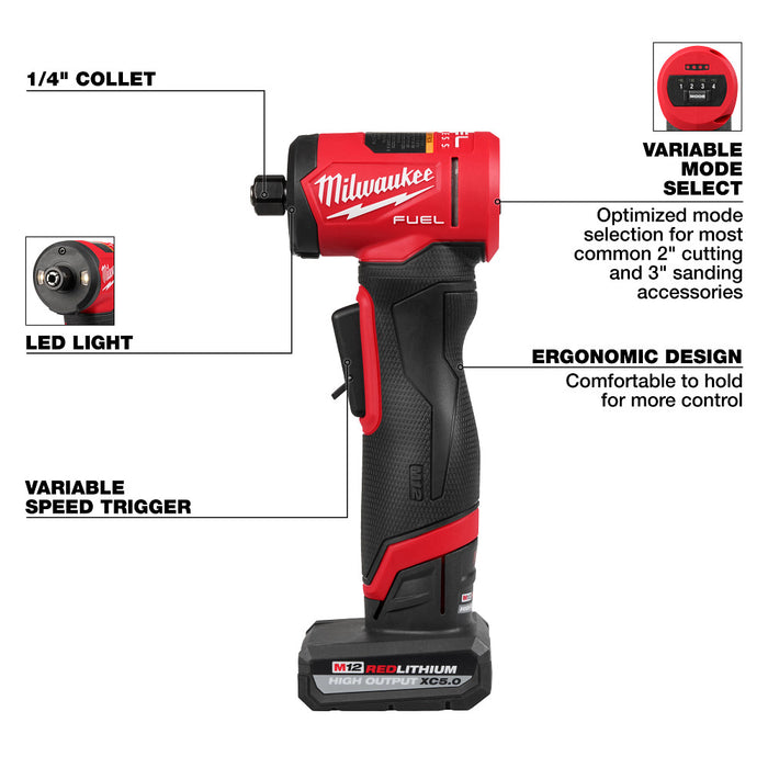 Milwaukee 3485-22B4W M12 FUEL 12V Right Angle Die Grinder Kit w/ 4AH Battery
