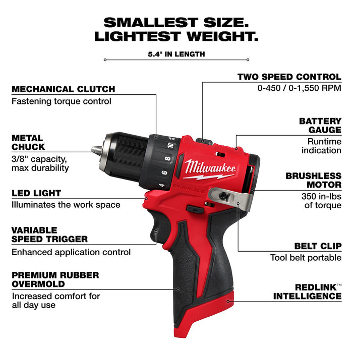 Milwaukee 3494-22BRT M12 12V 2-Tool Cordless Combo Kit w/ Rotary Tool