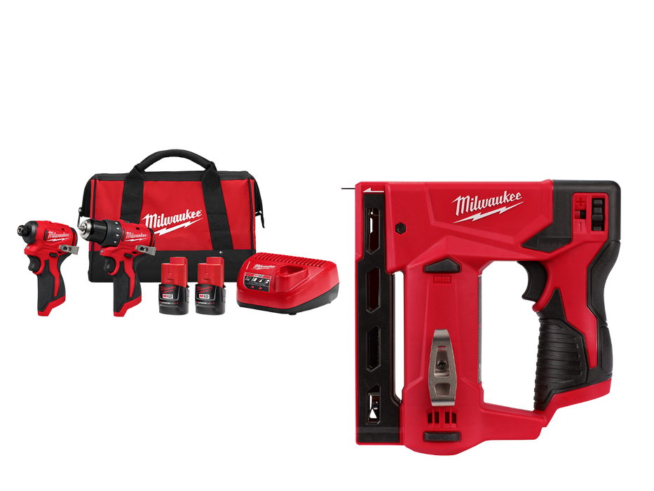 Milwaukee 3494-22CS M12 12V 2-Tool Cordless Combo Kit w/ Crown Stapler