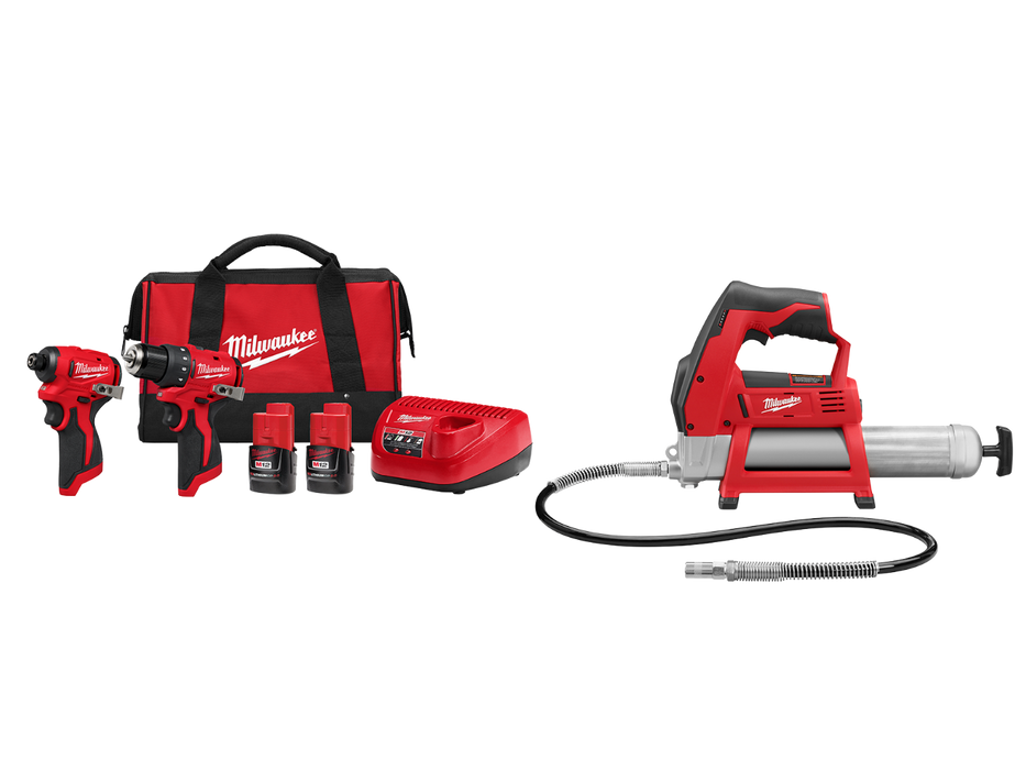 Milwaukee 3494-22GGN M12 12V 2-Tool Cordless Combo Kit w/ Grease Gun