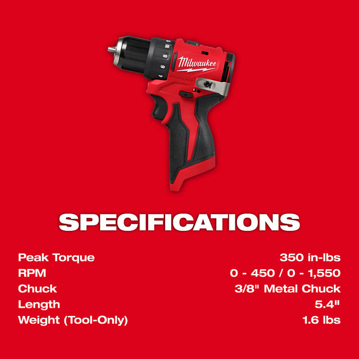 Milwaukee 3494-22GGN M12 12V 2-Tool Cordless Combo Kit w/ Grease Gun