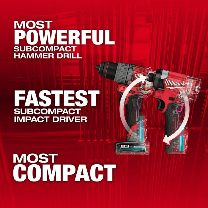 Milwaukee 3497-22x5Ah M12 FUEL 2-PC Combo Kit w/ Extra 5Ah Battery