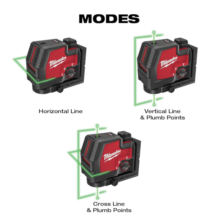 Milwaukee 3522-21TP USB Green Cross Line & Plumb Points Laser w/ Tri-pod