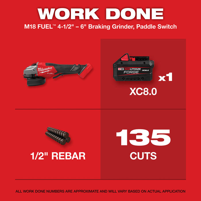 Milwaukee 3670-20x8 M18 FUEL 4-1/2"-6" Grinder Paddle Switch w/ 8AH Battery