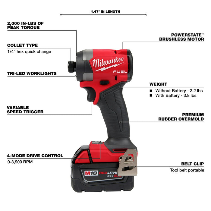 Milwaukee 3697-22Radio M18 FUEL 18V 2-Tool Combo Kit w/ M18 Radio