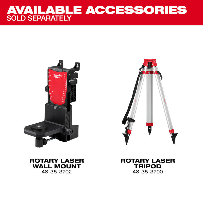 Milwaukee 3701-21 M18 18V Red Exterior Rotary Laser Level Kit w/ Receiver