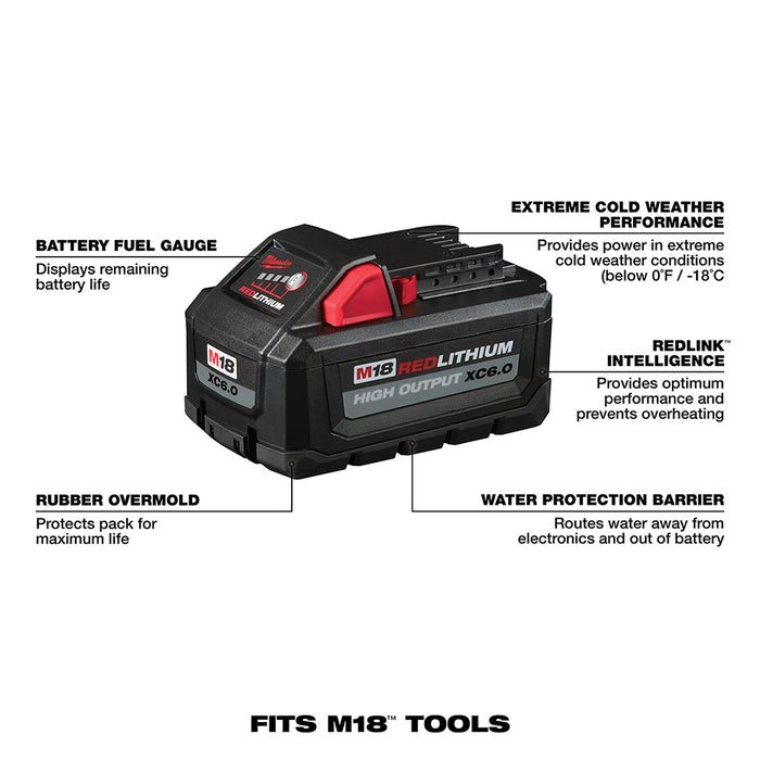 Milwaukee 48-11-1865x6 M18 6AH Battery w/ 2 - 5AH Lithium Ion Battery Pack