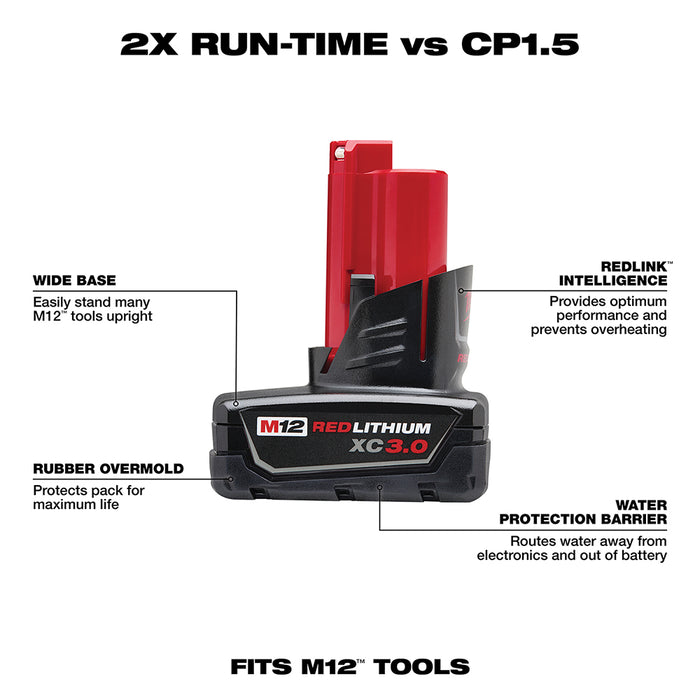 Milwaukee 48-11-2412SIR M12 12V REDLITHIUM XC Battery - 2 PK w/ Soldering