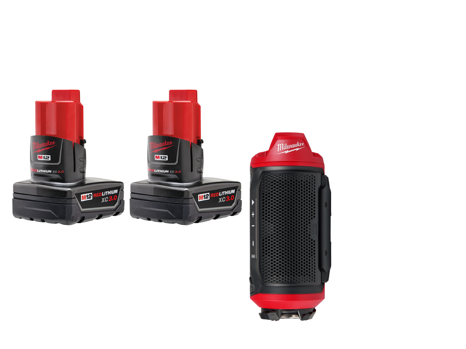 Milwaukee 48-11-2412SPK M12 12V REDLITHIUM XC Battery - 2 PK w/ Speaker