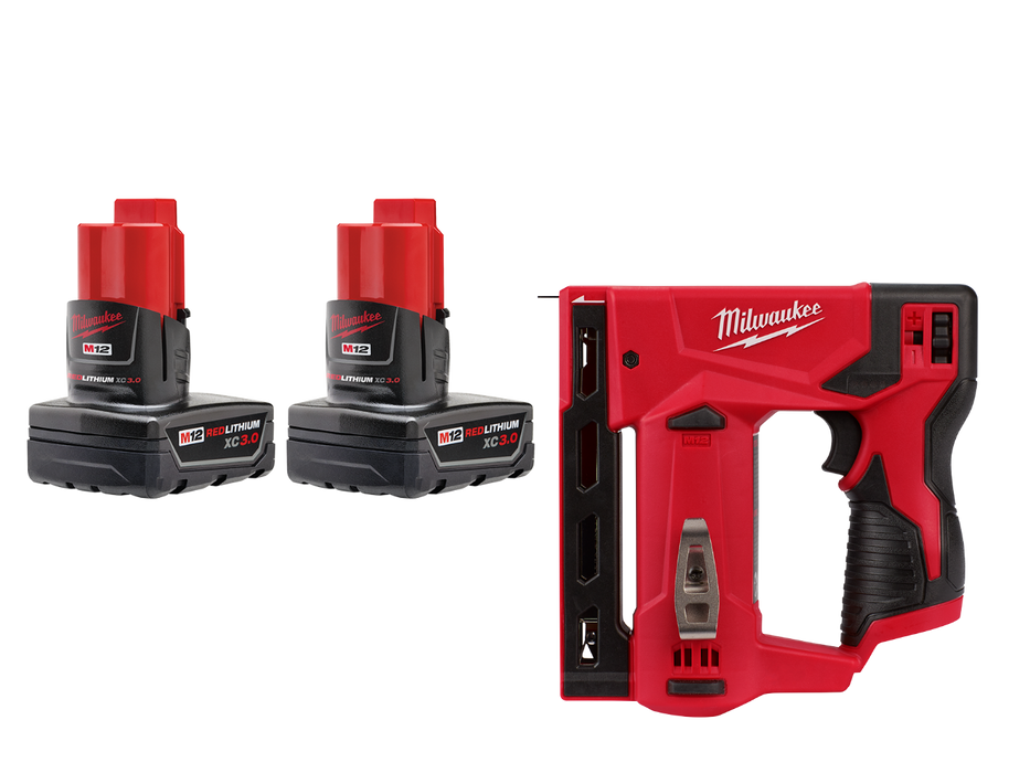 Milwaukee 48-11-2412STPR M12 12V REDLITHIUM XC Battery - 2 PK w/ Crown Stapler
