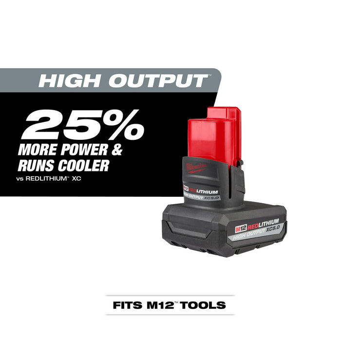 Milwaukee 48-11-2412X5 M12 12V 3AH 2 Pack Battery Bundle w/ 5AH Battery