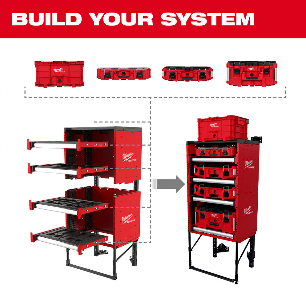 Milwaukee 48-21-8070 PACKOUT Modular Storage System Rack Kit w/ Sliding ...