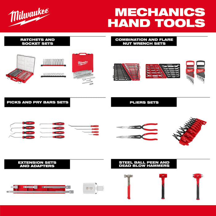 Milwaukee 48-22-0156 Metric Ratcheting Wrench Set in PACKOUT Storage Tray - 15PC