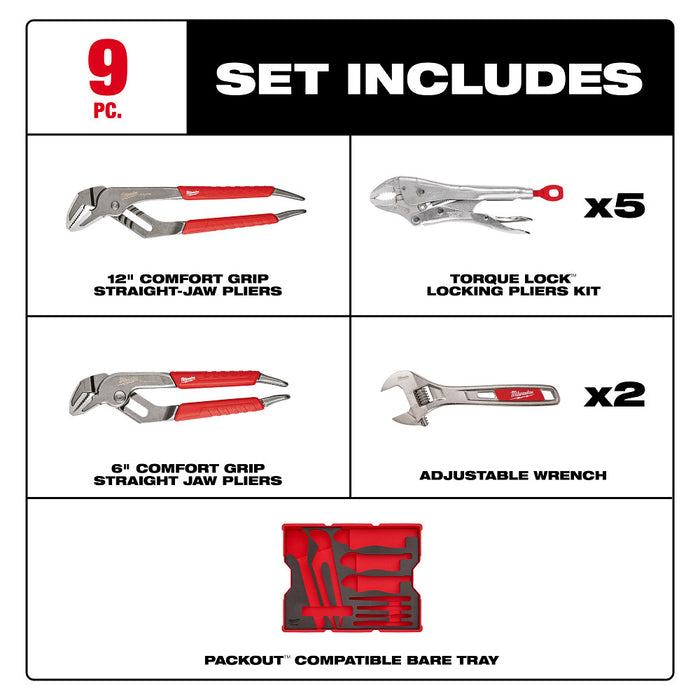 Milwaukee 48-22-0160 Pliers/Wrench Tool Set w/ PACKOUT Storage Drawers -  9PC