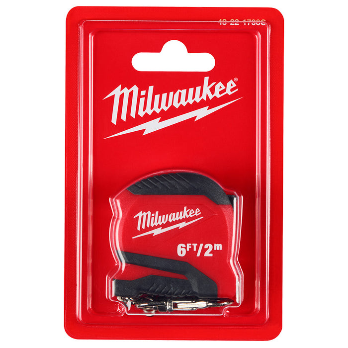 Milwaukee 48- 22-1706 6ft-2m Metric/SAE Durable Keychain Tape Measure