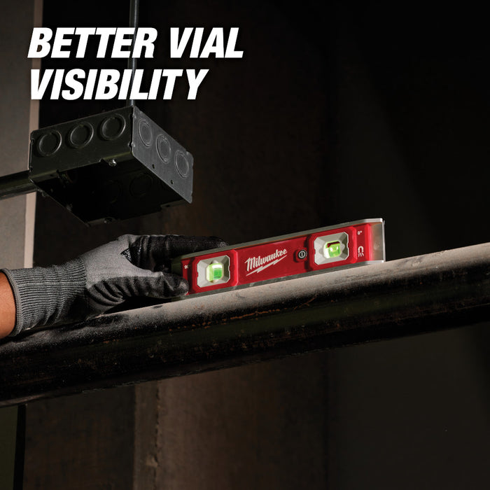Milwaukee 48-22-5105 9" Durable High Contrast Torpedo Level w/ Lighted Vials