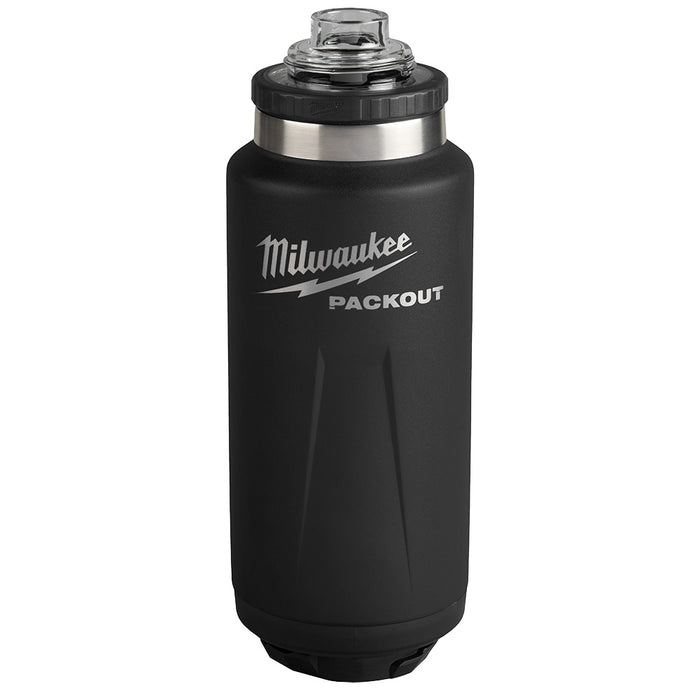 Milwaukee 48-22-8397B PACKOUT 36oz Black Insulated Bottle with Chug Lid