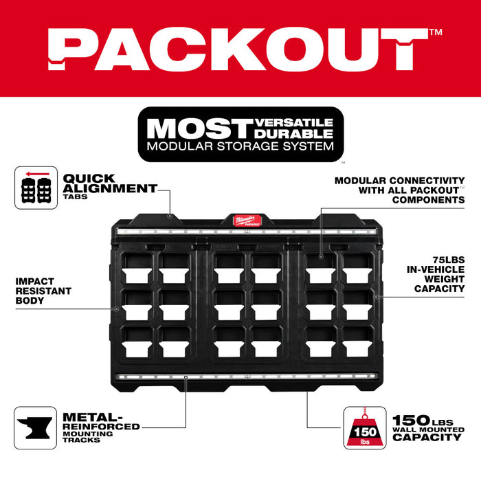 Milwaukee 48-22-8496-M18 PACKOUT Large Wall Plate w/ M18 Battery Rack