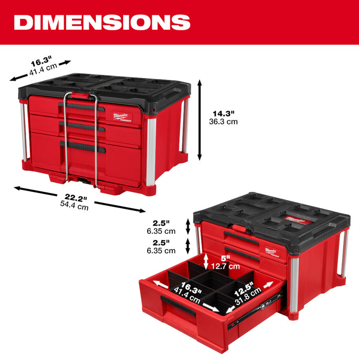 Milwaukee 48-22-8420 PACKOUT Rolling Drawer Tool Box with 2 Drawer Boxes
