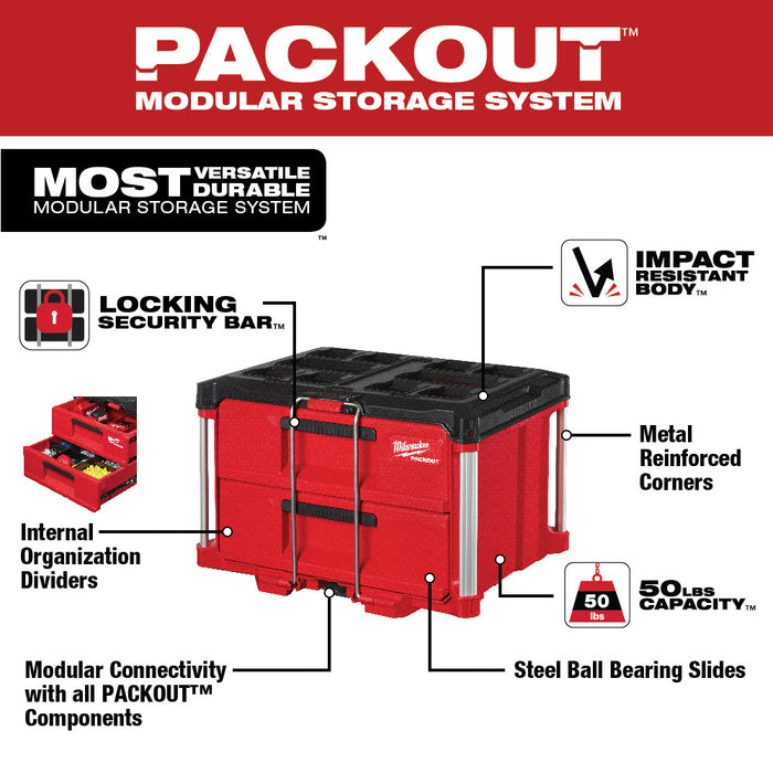 Milwaukee 48-22-8420 PACKOUT Rolling Drawer Tool Box with 2 Drawer Boxes