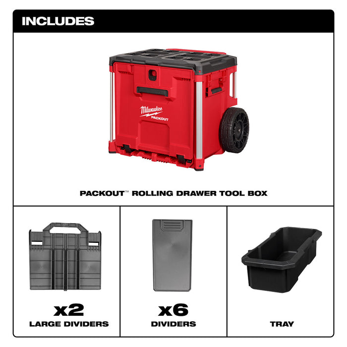 Milwaukee 48-22-8420 PACKOUT Rolling Drawer Tool Box with 7 Drawers