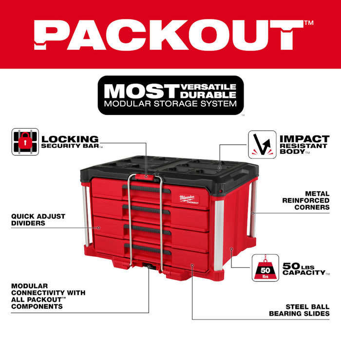 Milwaukee 48-22-8420 PACKOUT Rolling Drawer Tool Box with 7 Drawers