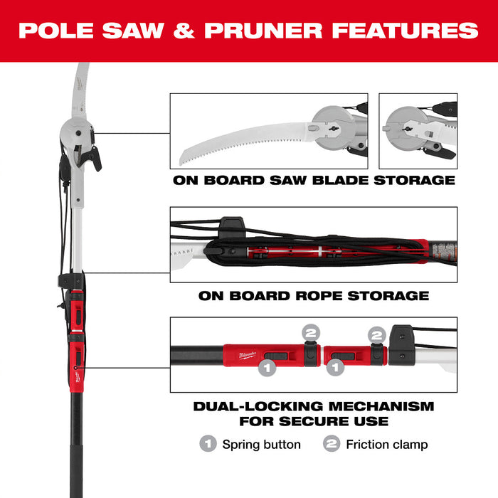 Milwaukee 48-22-9375 16' Heavy Duty Pole Saw & Pruner