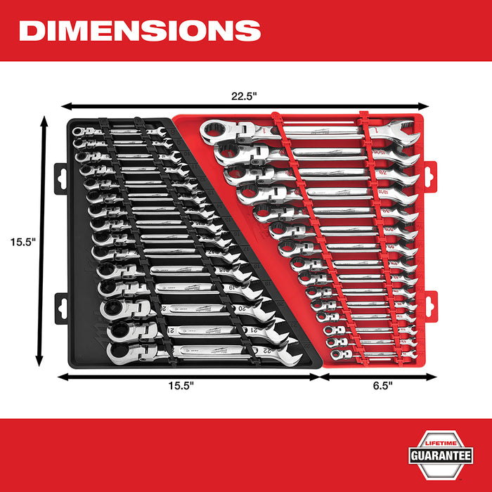 Milwaukee 48-22-9413-9513 15-PC SAE Combo Wrench - Flex Head and MET Set