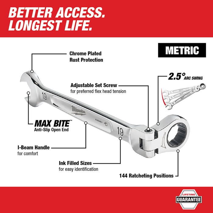 Milwaukee 48-22-9413-9513 15-PC SAE Combo Wrench - Flex Head and MET Set