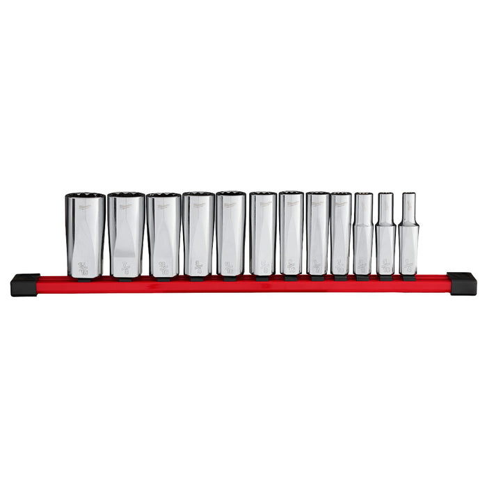 Milwaukee 48-22-9421 3/8" Drive 12-Point Deep Well SAE Socket Set - 12 PC