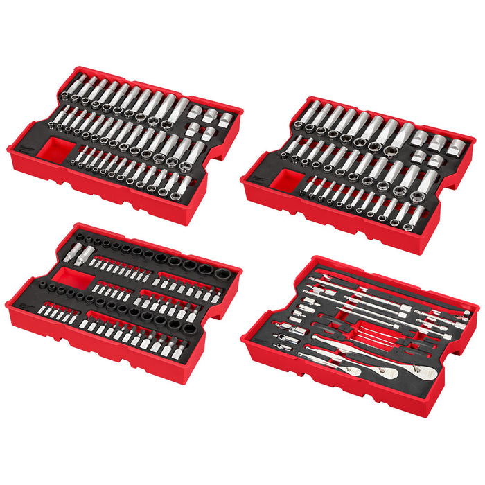 Milwaukee 48-22-9490 Metric/SAE Ratchet/Socket Set in PACKOUT Trays - 242PC