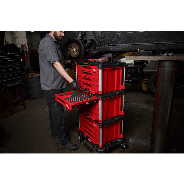 Milwaukee 48-22-9492 Metric/SAE Wrench Set w/ PACKOUT 4 Drawer Tool Box - 60PC